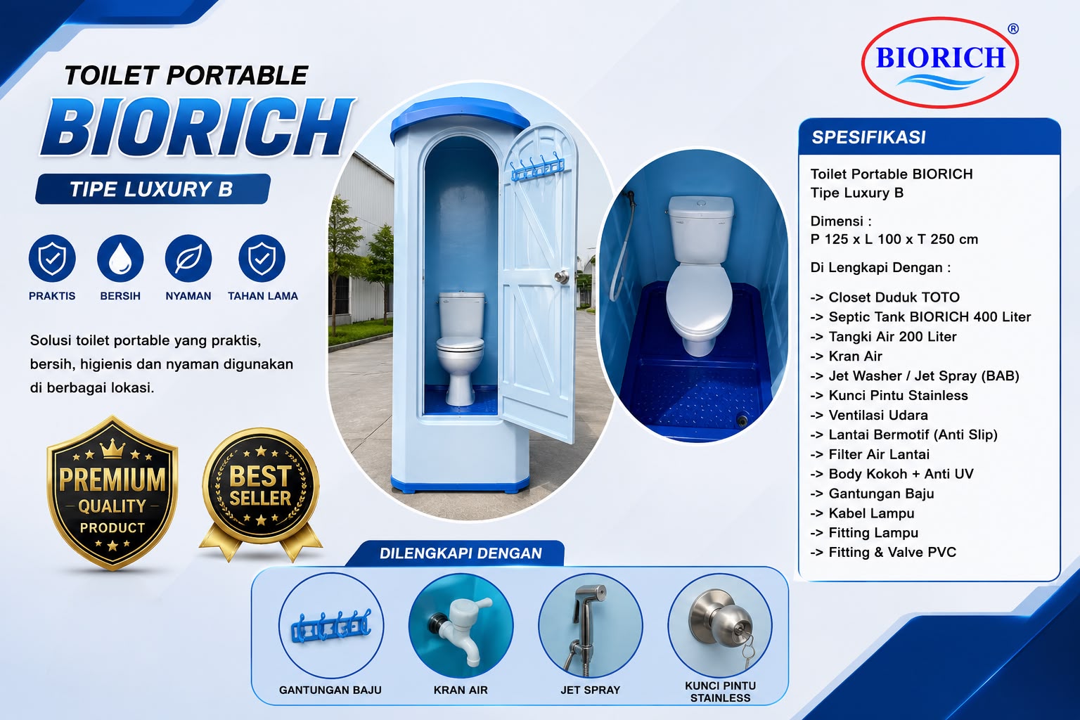 Toilet portable fiberglass Luxury B closet duduk