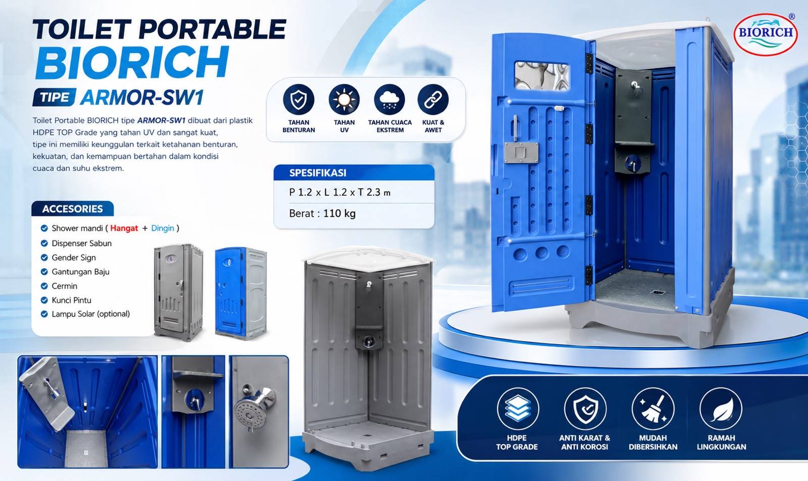 Brosur Shower Portable HDPE BIORICH ARMOR-SW1