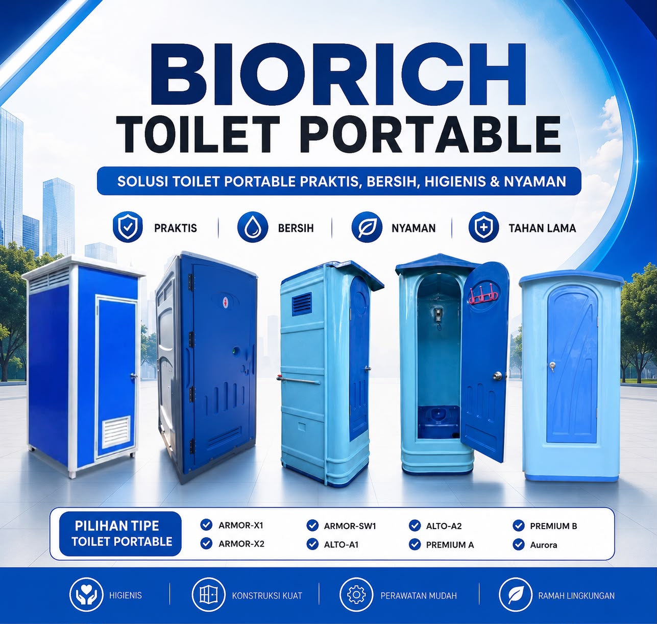 Toilet portable BIORICH di lokasi proyek konstruksi