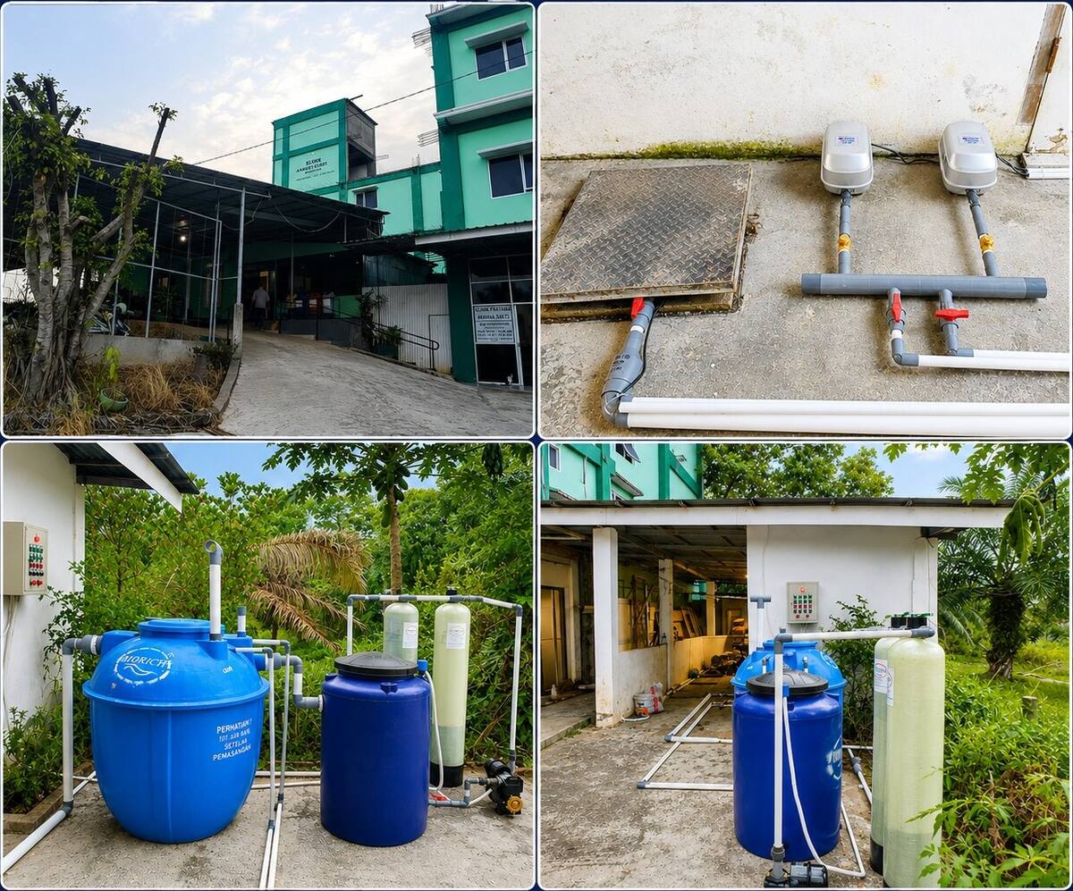 Unit IPAL klinik dengan panel kontrol